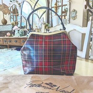 PATRICIA NASH LEATHER LAUREANA TARTAN FRAME BAG WITH CHAIN